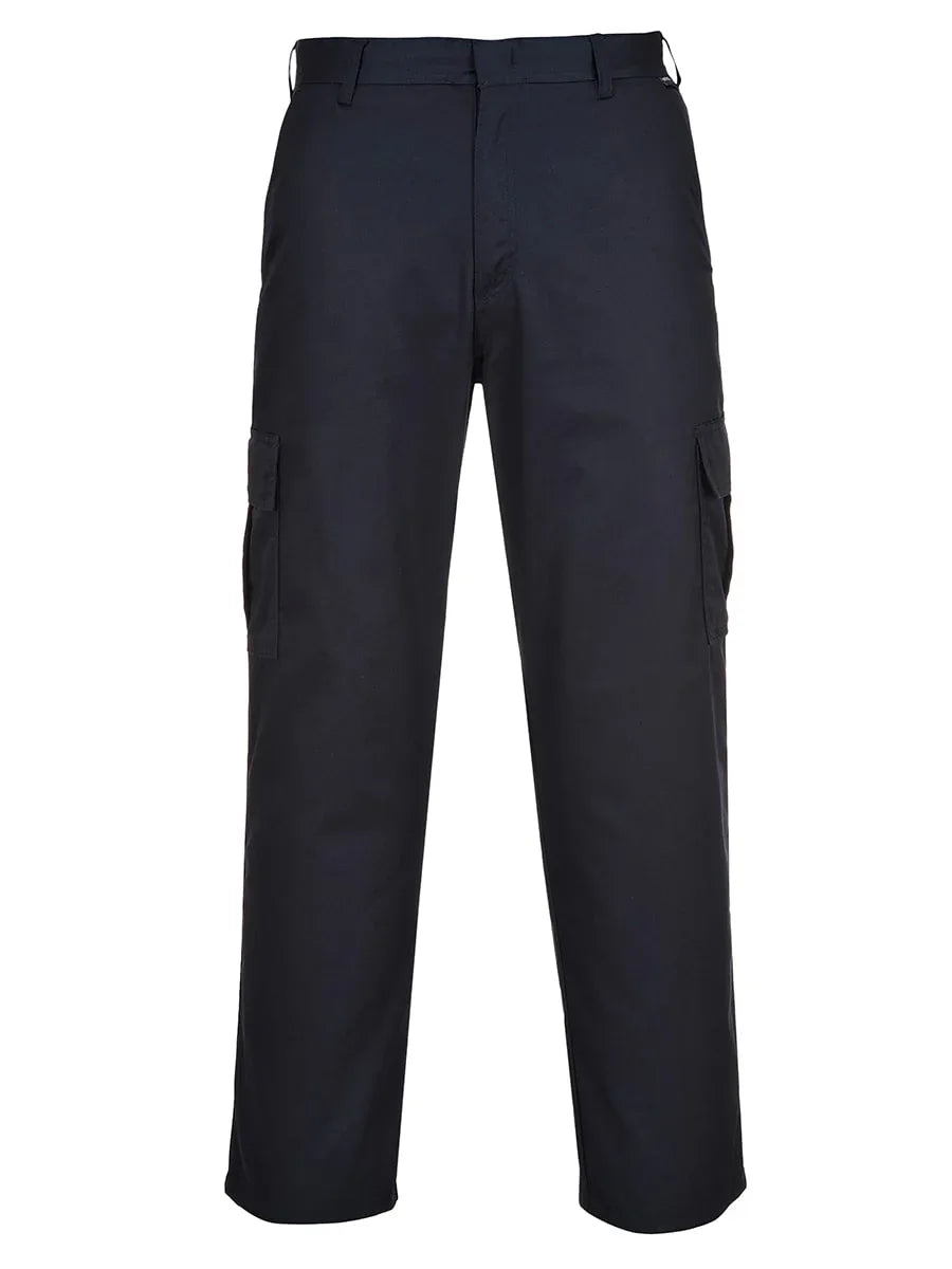 Dunkle Combat-Bundhose mit Cargotaschen und geradem Bein, mit Gürtelschlaufen