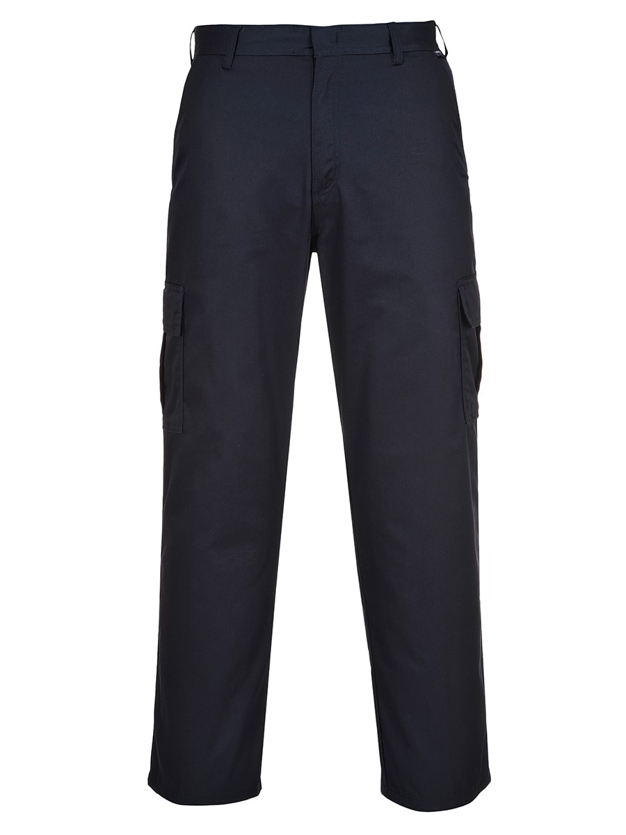Marinefarbene Portwest Combat-Bundhose mit Taschen und Knopfleiste