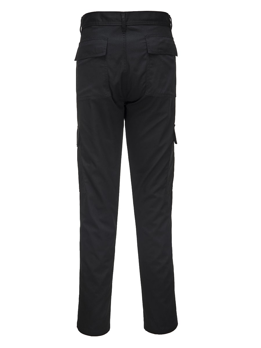 Combat-Bundhose, schwarze schlanke Cargo-Hose mit Gesäßtaschen und seitlichen Taschen