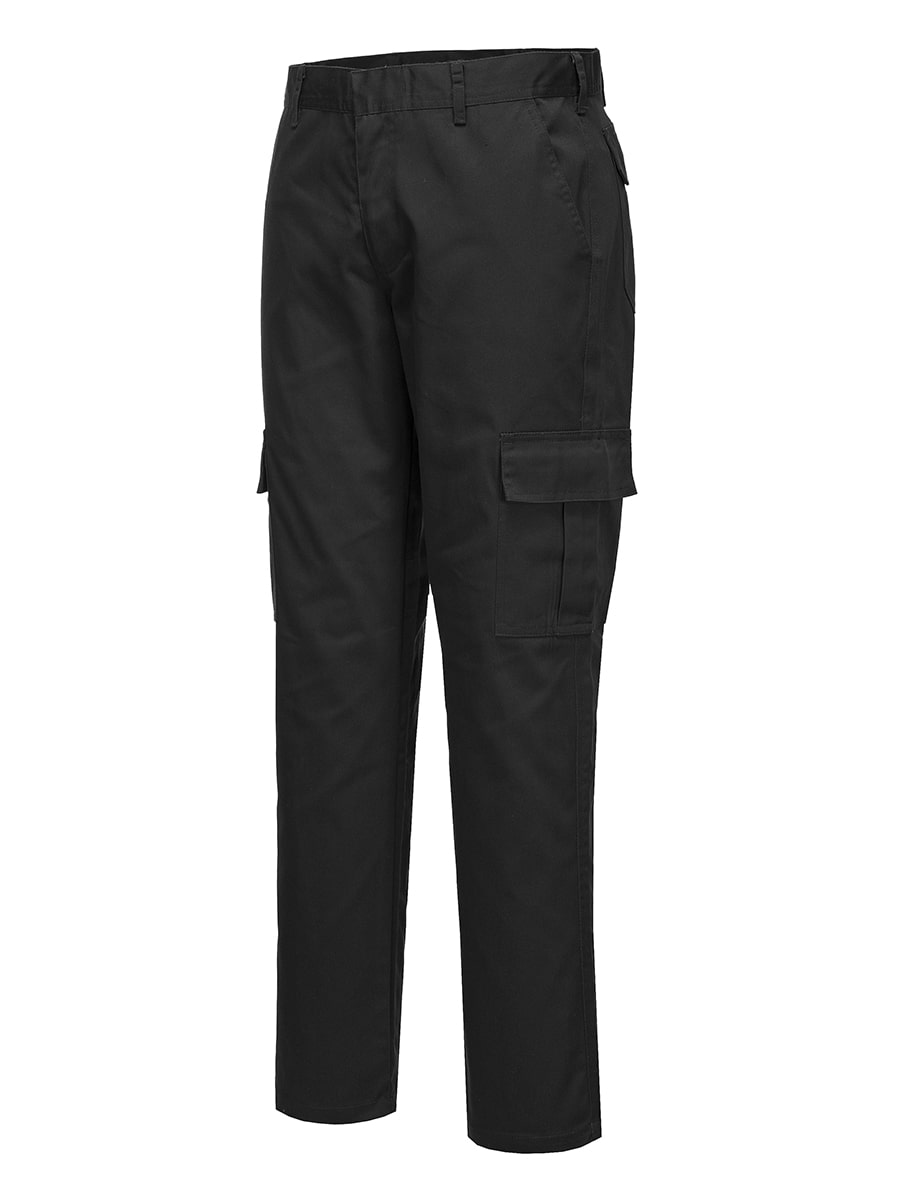 Combat-Bundhose mit schlanker Passform, schwarze Cargo-Hose mit Taschen an den Beinen