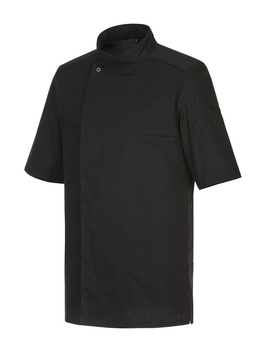 Portwest Surrey Kochjacke kurzarm Schwarz mit Stehkragen und Brusttasche
