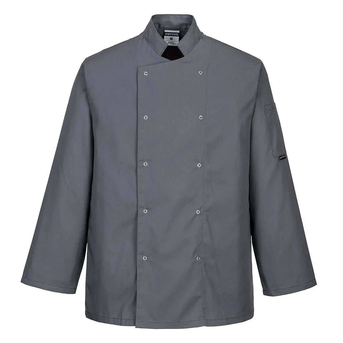 Portwest Suffolk Kochjacke mit Knopfverschluss, Stehkragen und langen Ärmeln