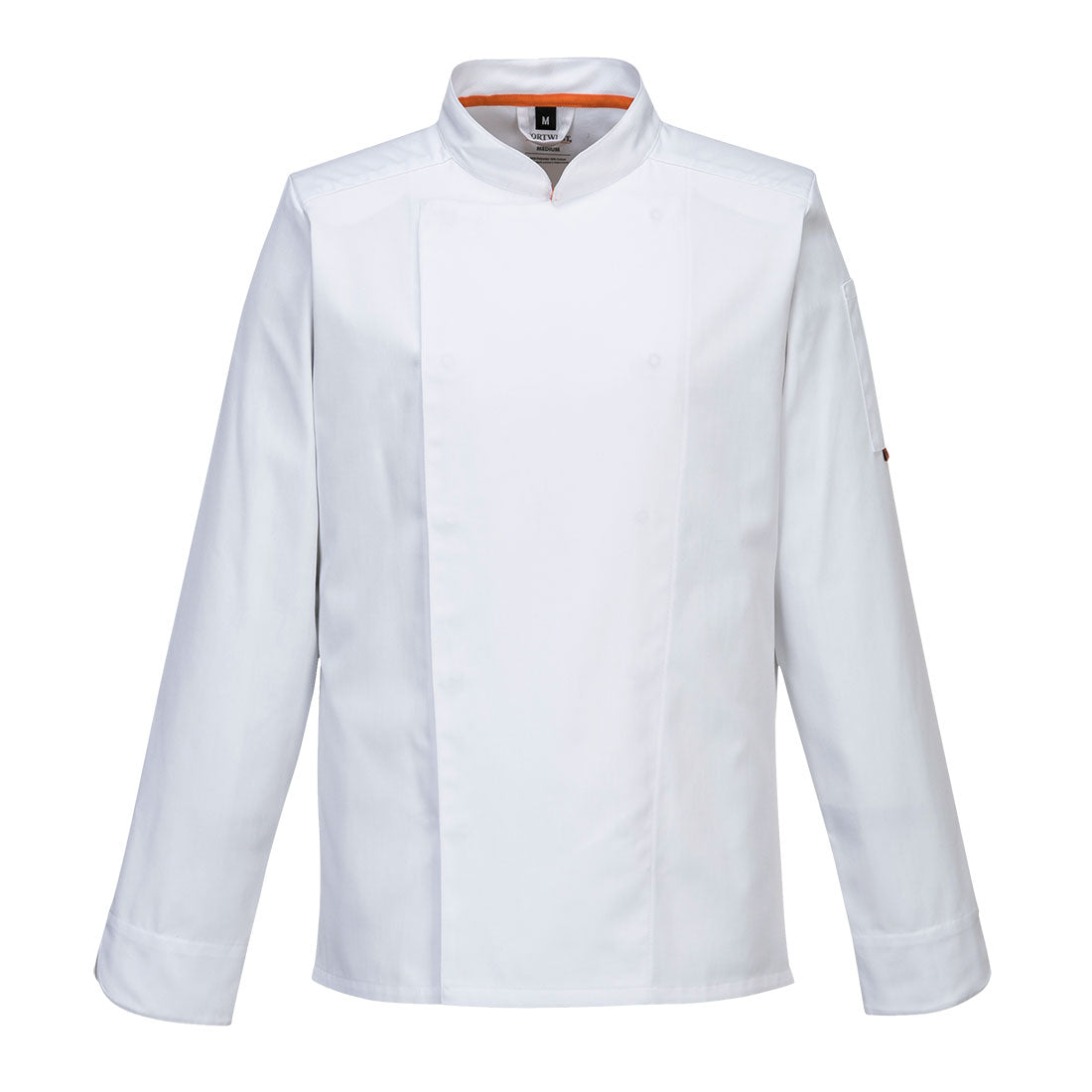 Weiße Longsleeve-Jacke mit Stehkragen und Frontblende