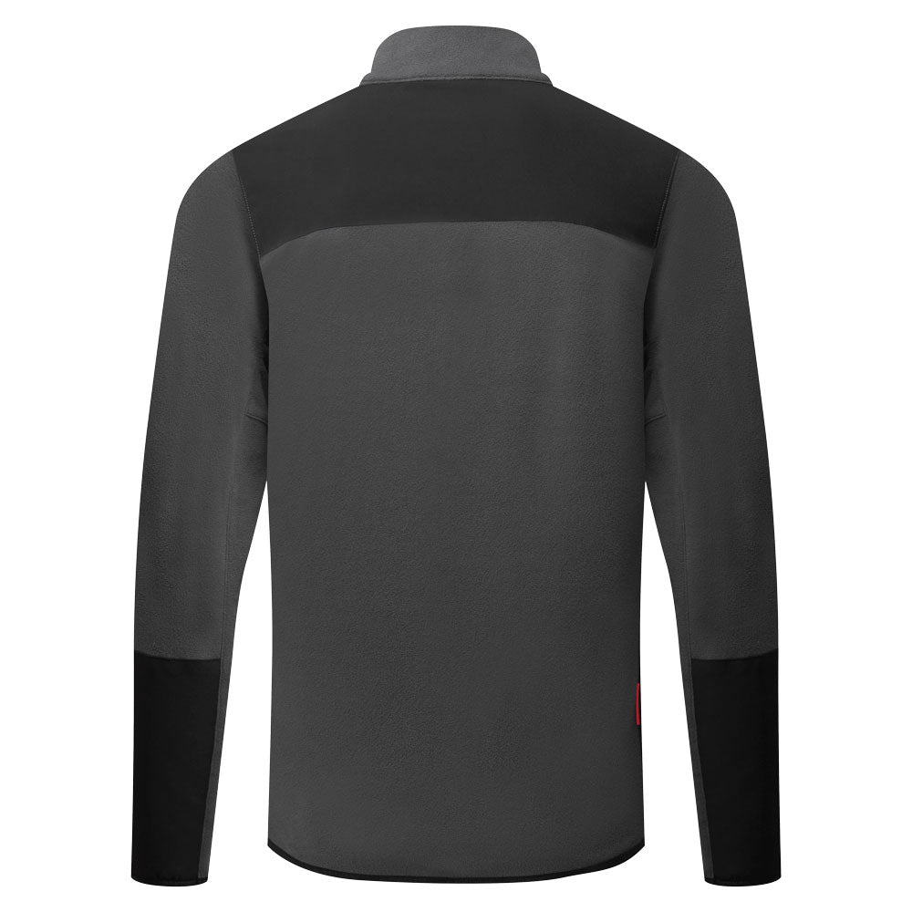 Stretch-Fleecejacke hinten dunkel mit durchgehendem Reißverschluss und Schulter-Einsatz