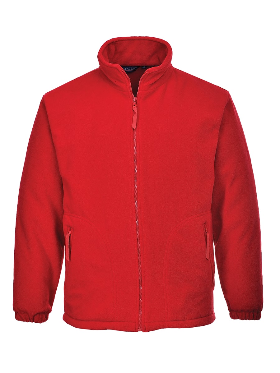 Portwest Argyll Fleecejacke F400 in Rot mit durchgehendem Reißverschluss, Stehkragen