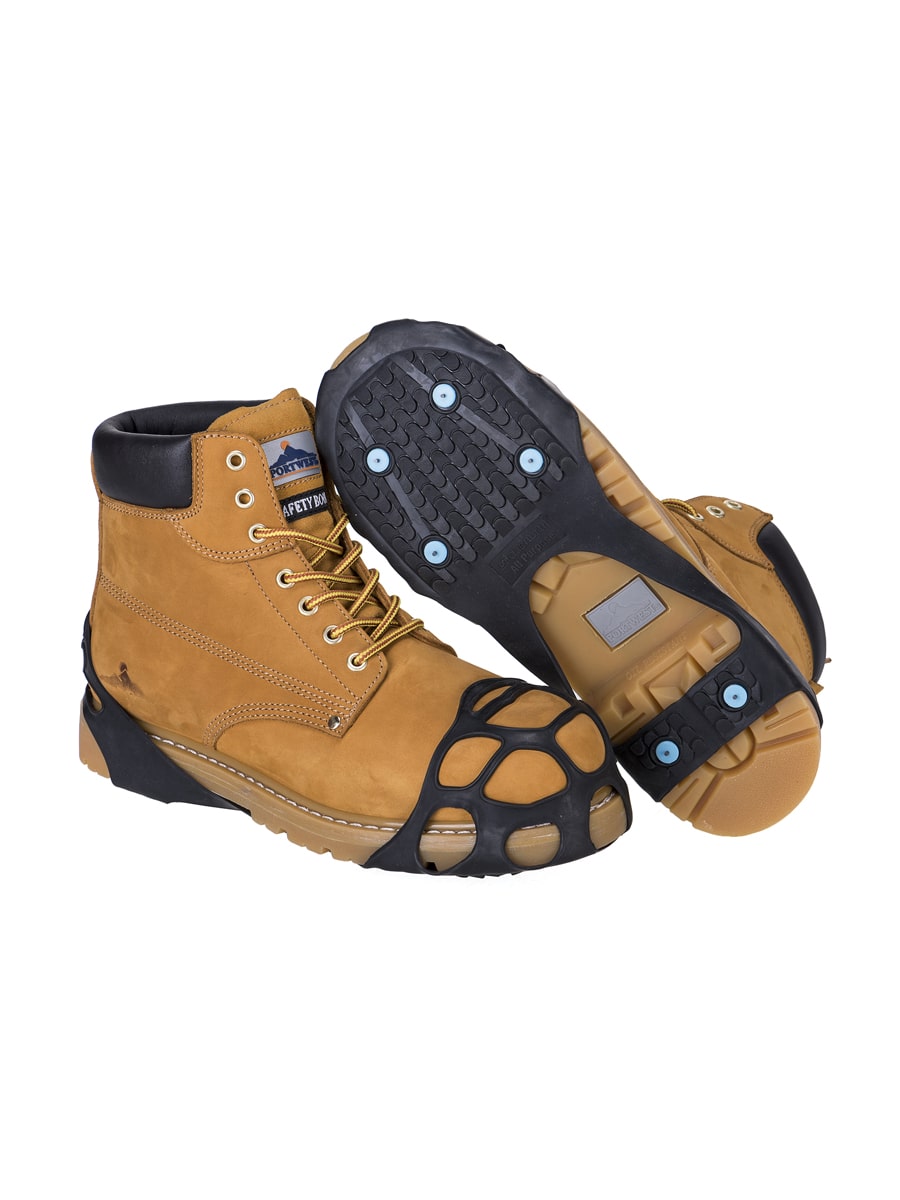 Allzweck-Spikes Stiefel, braunes Obermaterial mit Schnürung, schwarze Spikesohle