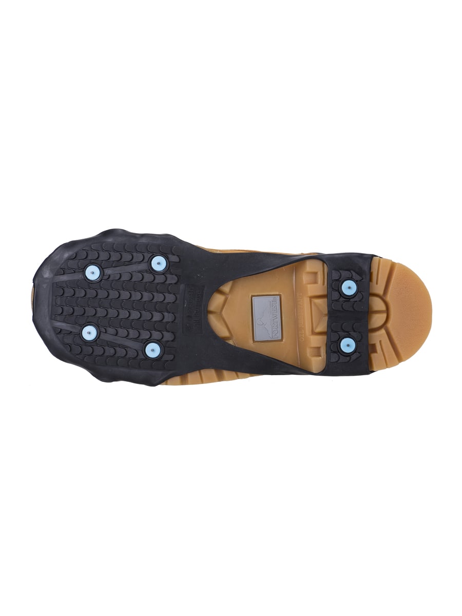 Allzweck-Spikes Stiefelsohle, schwarz mit blauen Metallspitzen, beiges Innenpolster