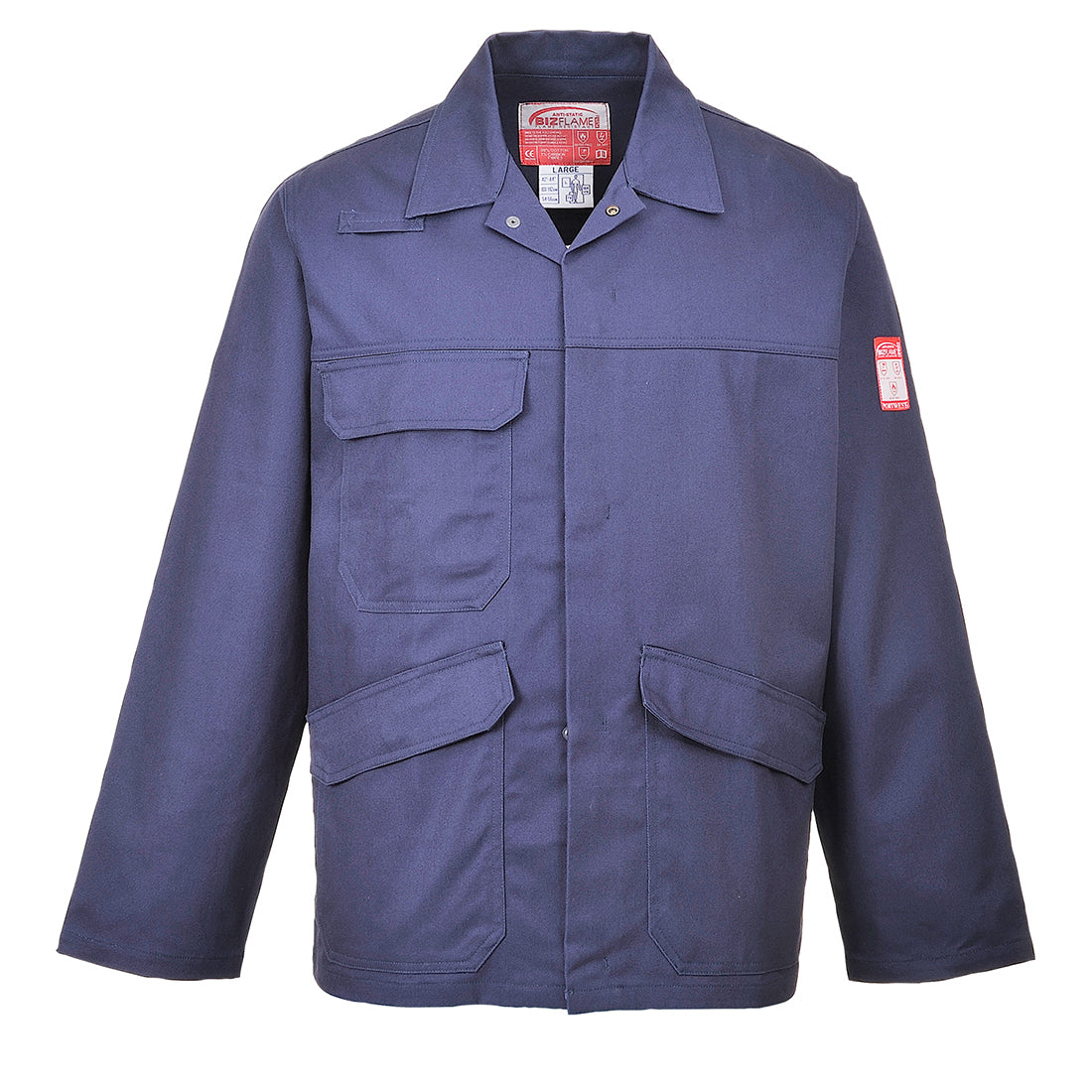 Portwest Bizflame Pro Flammschutzjacke, marineblau, mit Knopfleiste und Brusttaschen