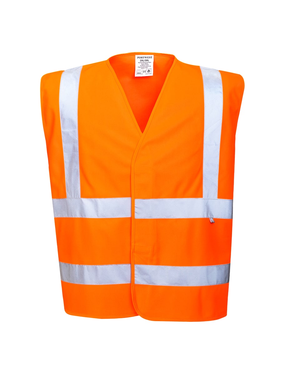 Warnschutzweste mit Reflexstreifen, flammhemmend, orange