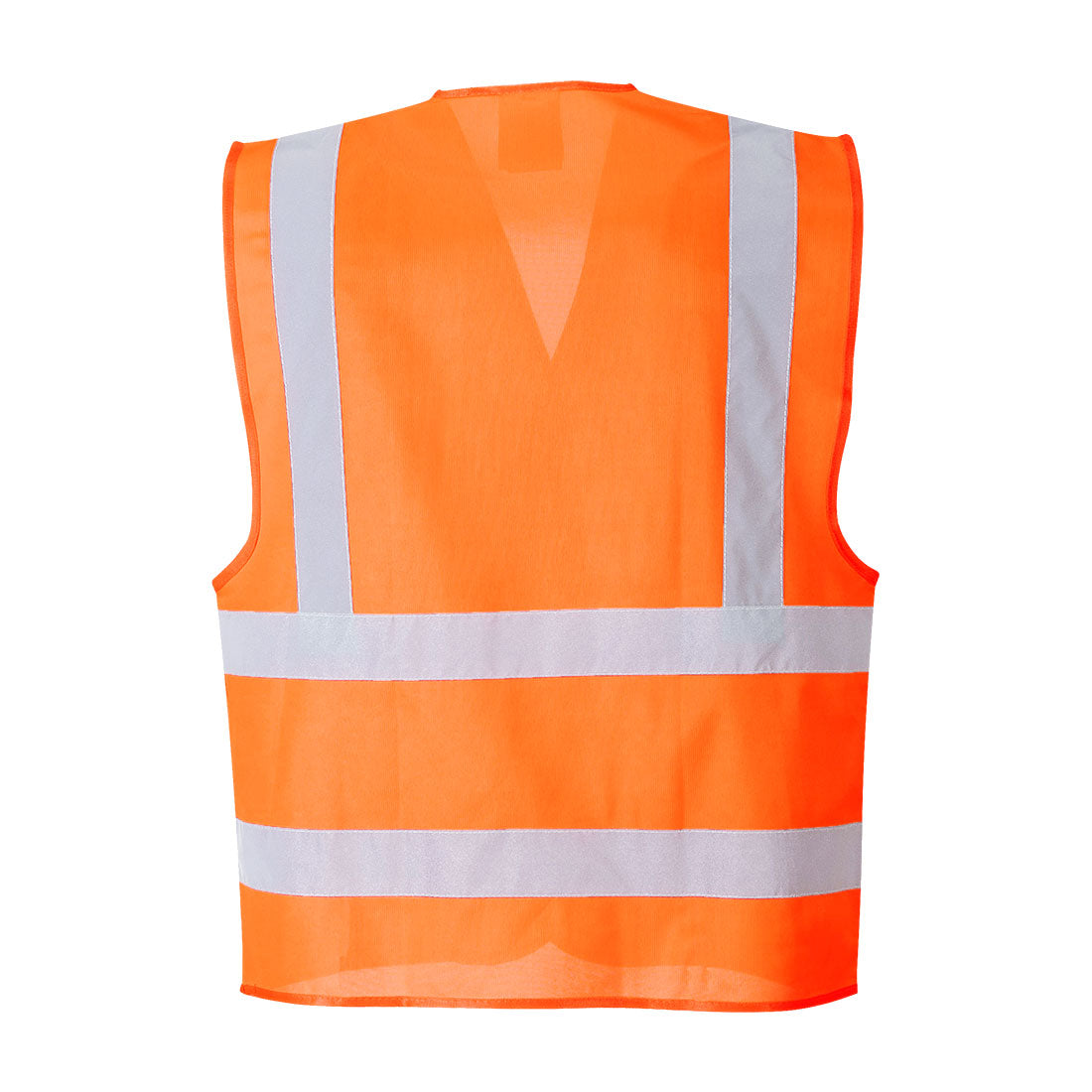 Flammhemmende Warnschutz-Weste in Orange mit Reflexstreifen, Rückansicht