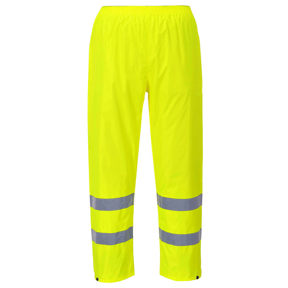 Warnschutzhose aus Regenmaterial, gelb, mit breiten Reflektionsstreifen an den Beinen