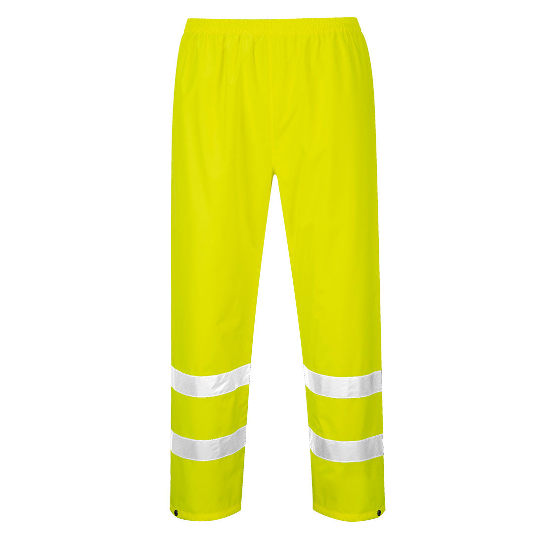 Warnschutz-Regenhose, gelb, lange Beinkante mit zwei umlaufenden Reflektionsstreifen