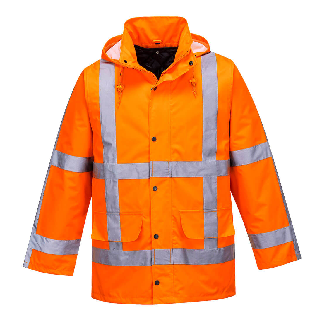 RWS R460 Verkehrsjacke, orange mit reflektierenden Streifen, Kapuze