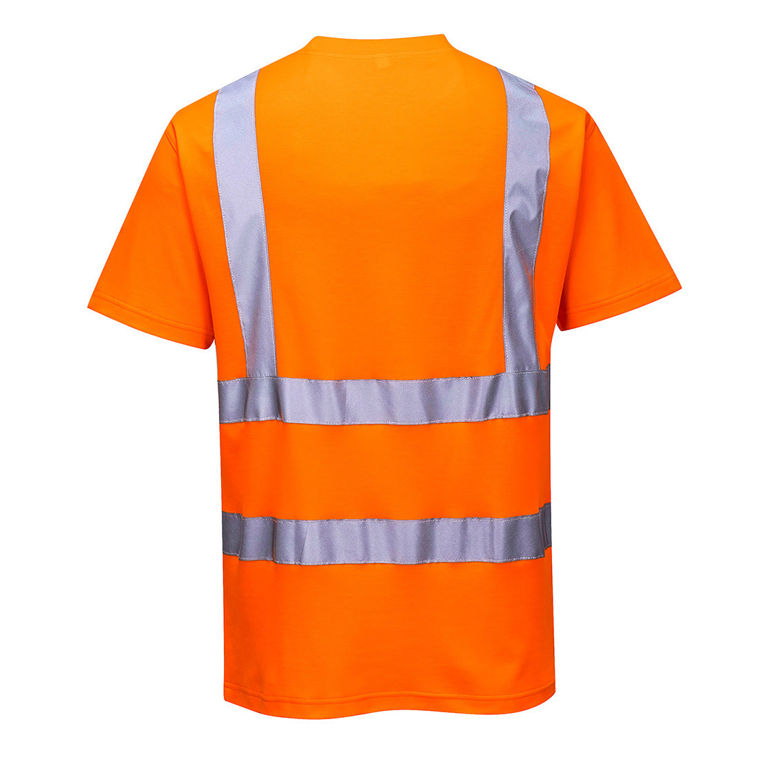 Warnschutz-Kurzarmshirt orange mit reflektierenden Streifen an Brust und Taille