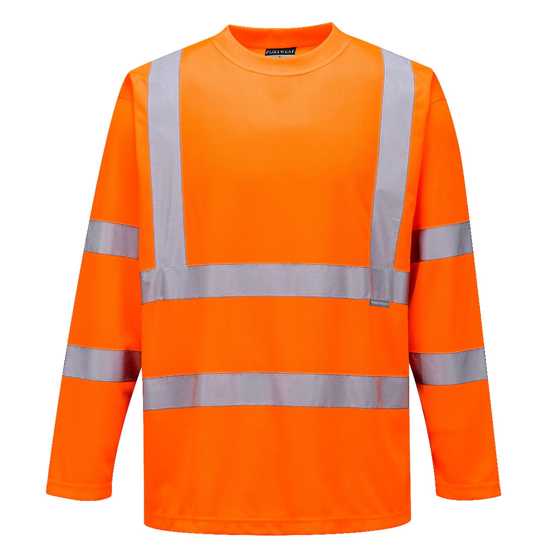 Portwest Warnschutz-Langarmshirt orange mit Reflexstreifen vorne
