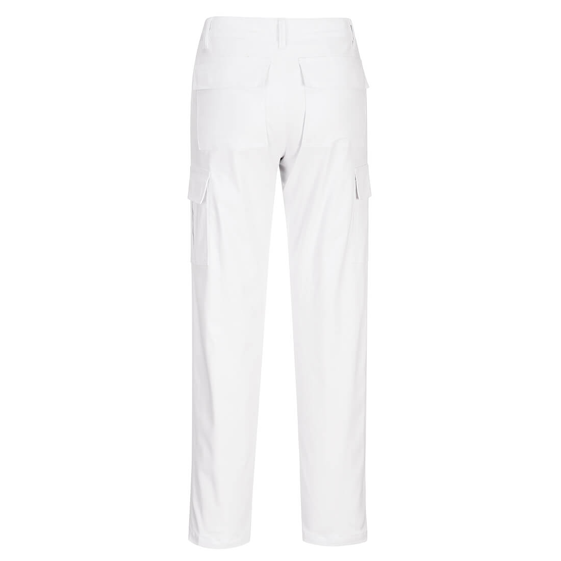 Portwest Damen Stretch-Cargo-Hose in Weiß mit seitlichen Taschen, Rückseite
