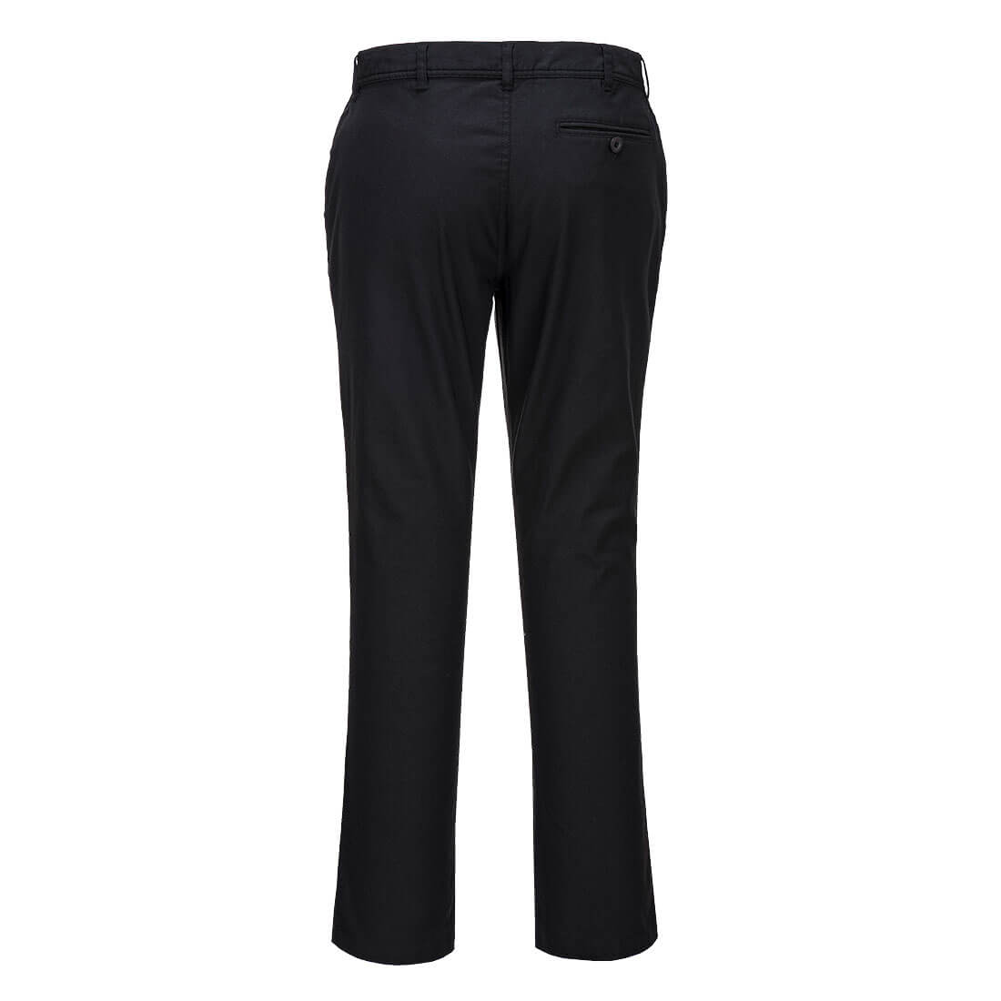 Damen-Slim-Chinohose in Schwarz mit Bundfalten und Gesäßtaschen