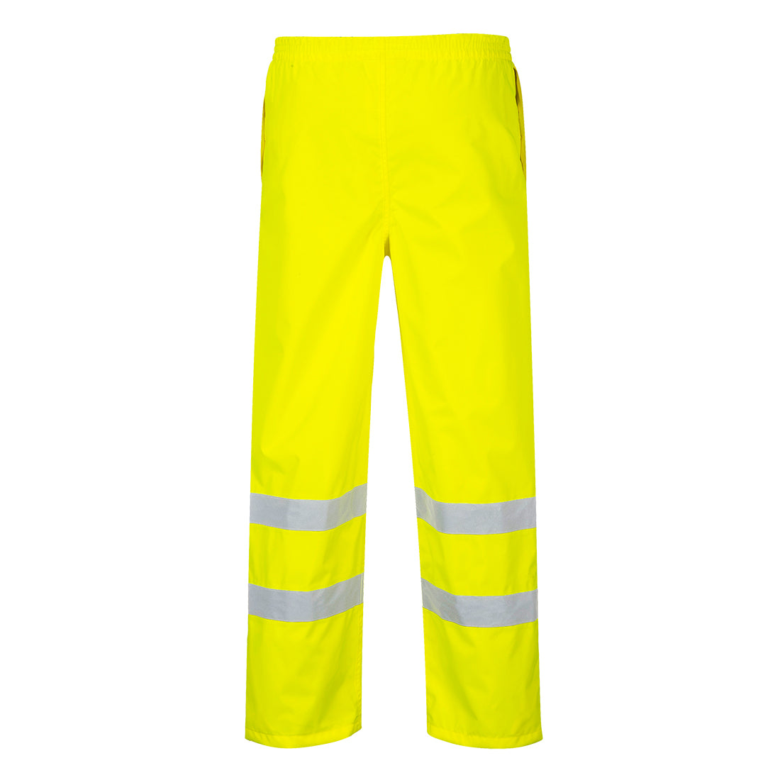 Warnschutzhose gelb mit reflektierenden Beinstreifen, weiter Schnitt