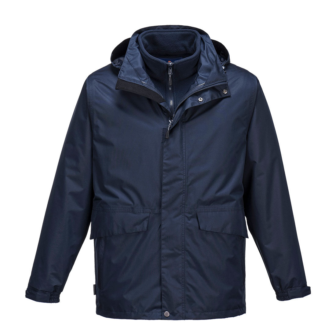 3-in-1 Jacke in dunkelblau mit Reißverschluss, Stehkragen und Fronttaschen
