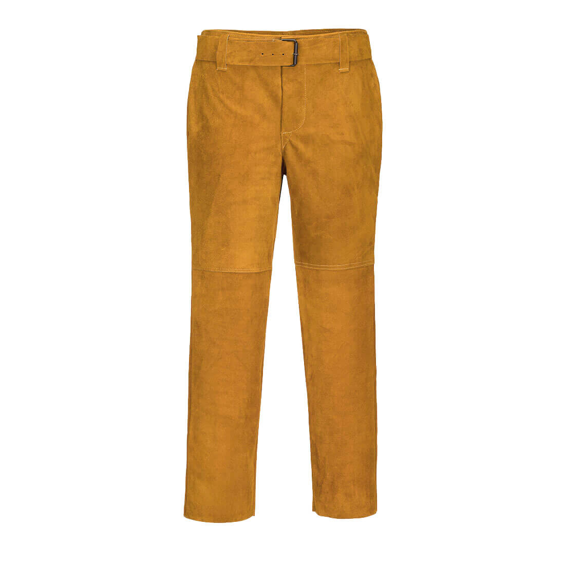 Portwest SW31 Leder-Schweißerhose, braun, Vorderansicht mit Knopfleiste