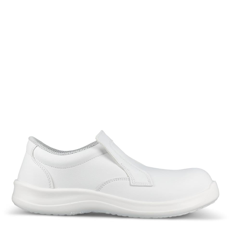 Weiße Slip-On-Schlupfschuhe mit dicker Sohle und Ziernähten