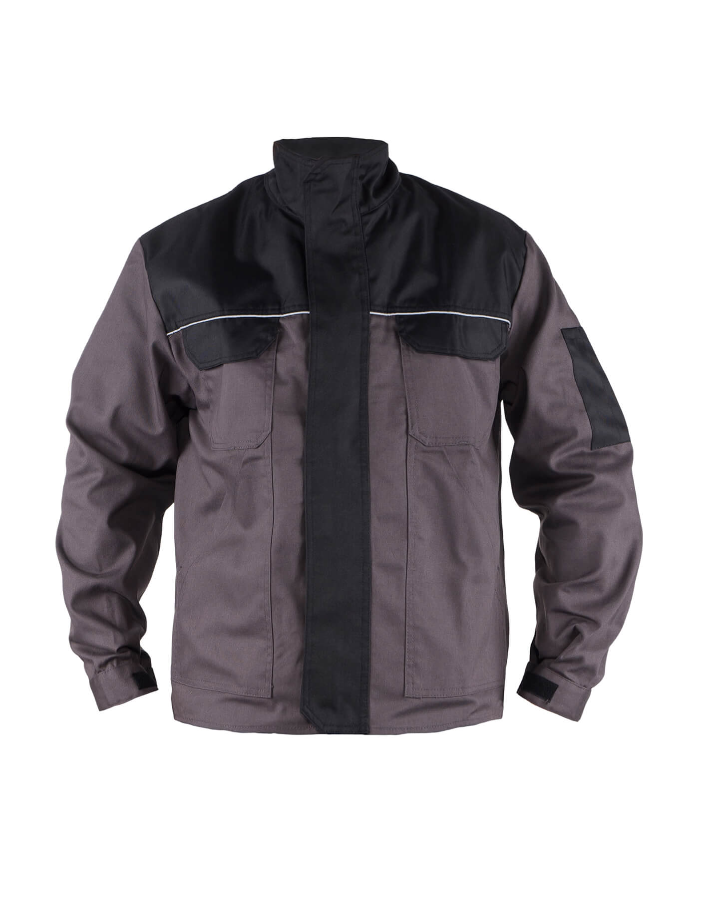 Arbeitsjacke für Herren in Grau mit schwarzen Einsätzen und reflektierenden Streifen