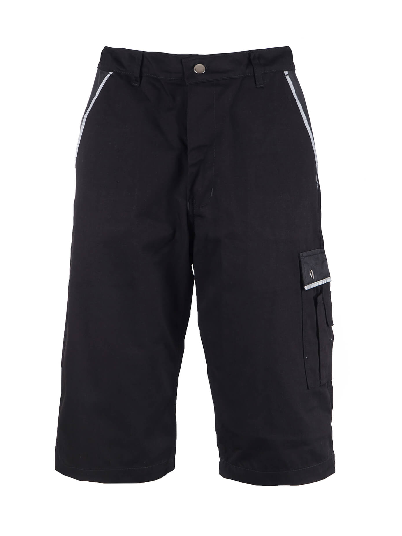 Herren-Arbeitsshort schwarz mit seitlichen Taschen und Knopfverschluss