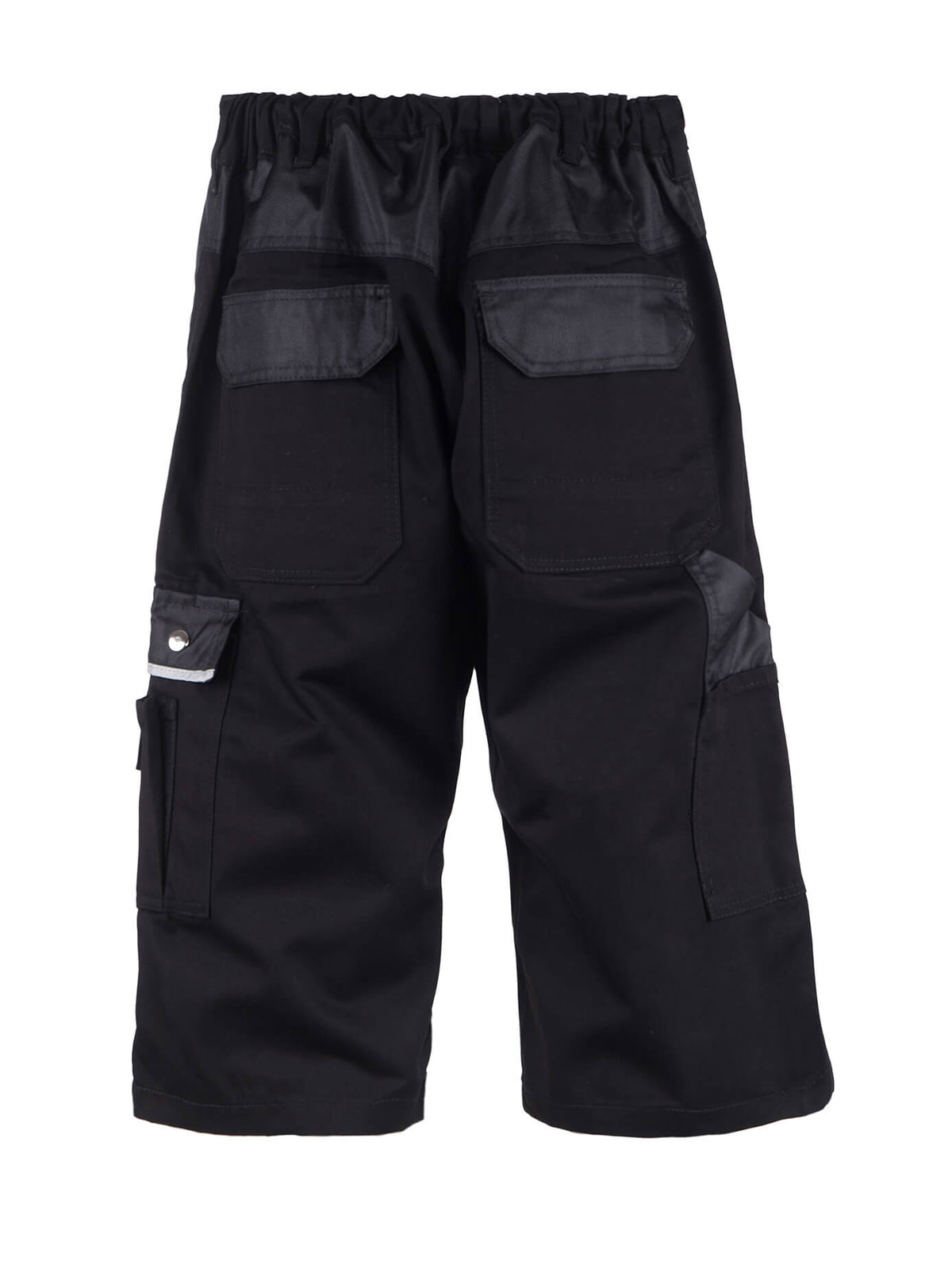 Herren-Arbeitscargoshorts schwarz mit Gummizugbund und großen Taschen hinten