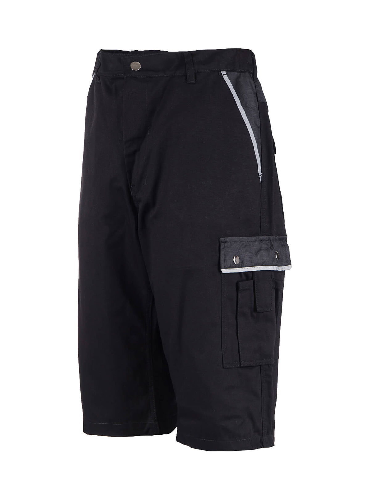 Herren-Arbeitscargoshorts schwarz mit Kontrast-Einsatz und seitlicher Beintasche