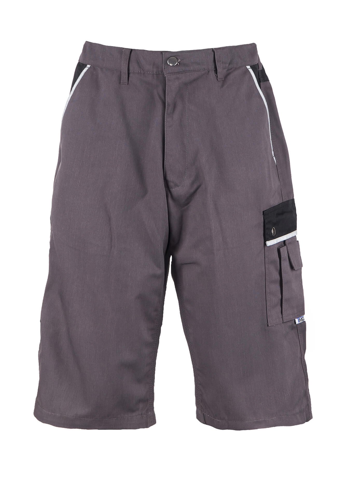 TMG Arbeitsshort für Herren, graue Cargo-Shorts mit Druckknopftasche am Bein