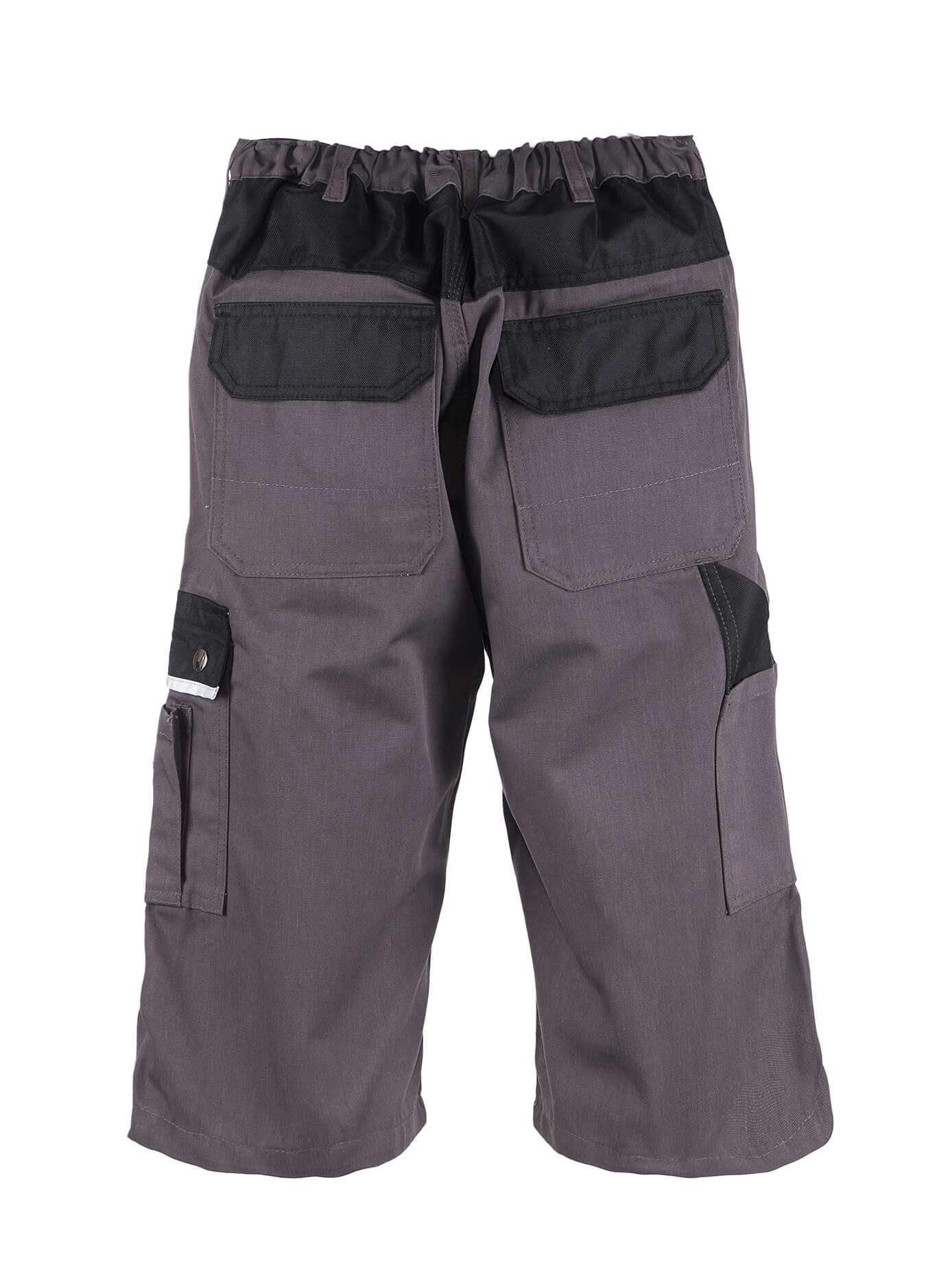 TMG Arbeitsshort für Herren, graue Shorts mit elastischem Bund und Klapp-Taschen