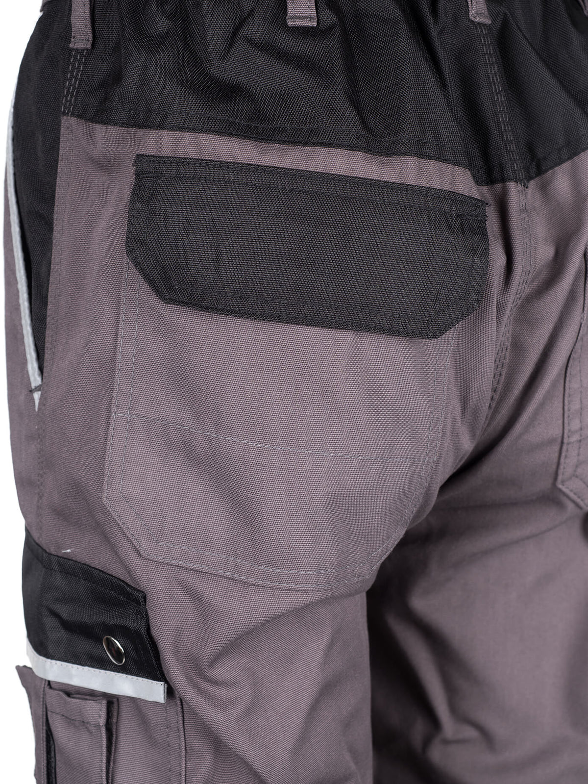 Arbeitshose grau mit großer Oberschenkeltasche und Klettverschluss