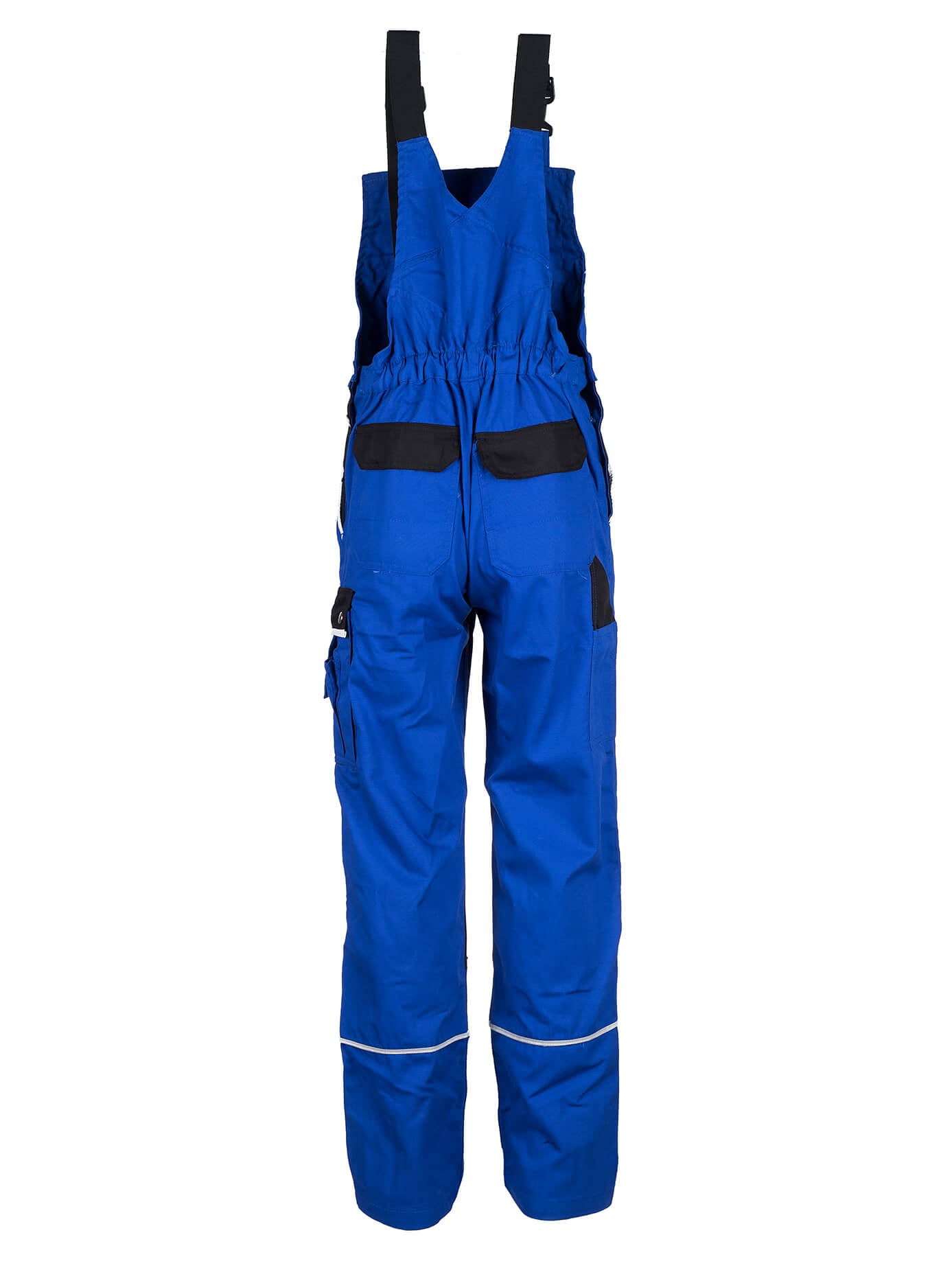 Herren Arbeitslatzhose blau mit verstellbaren Hosenträgern und seitlichen Taschen.