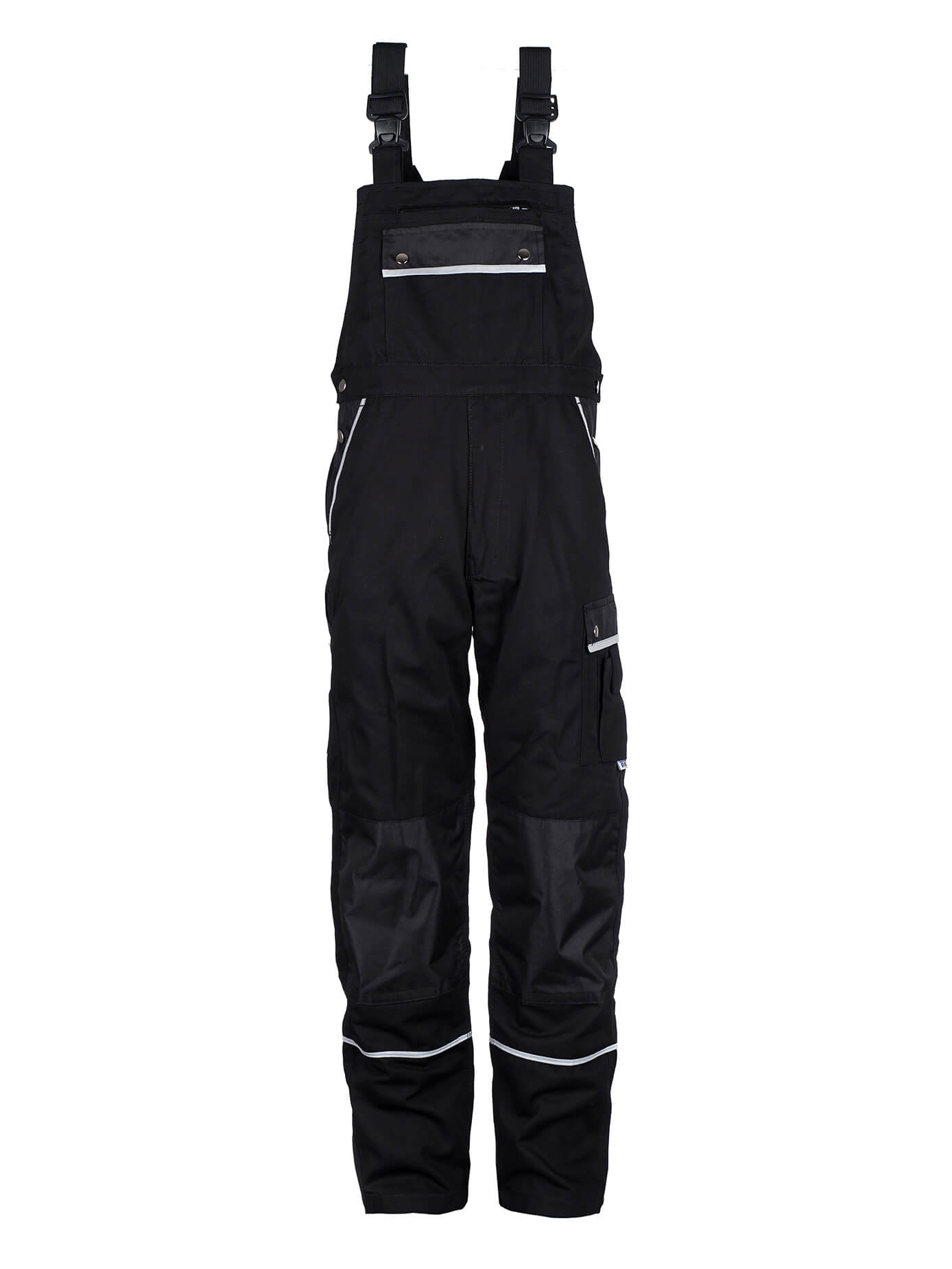 Herren-Arbeitslatzhose, schwarze Latzhose mit verstellbaren Trägern und Fronttasche