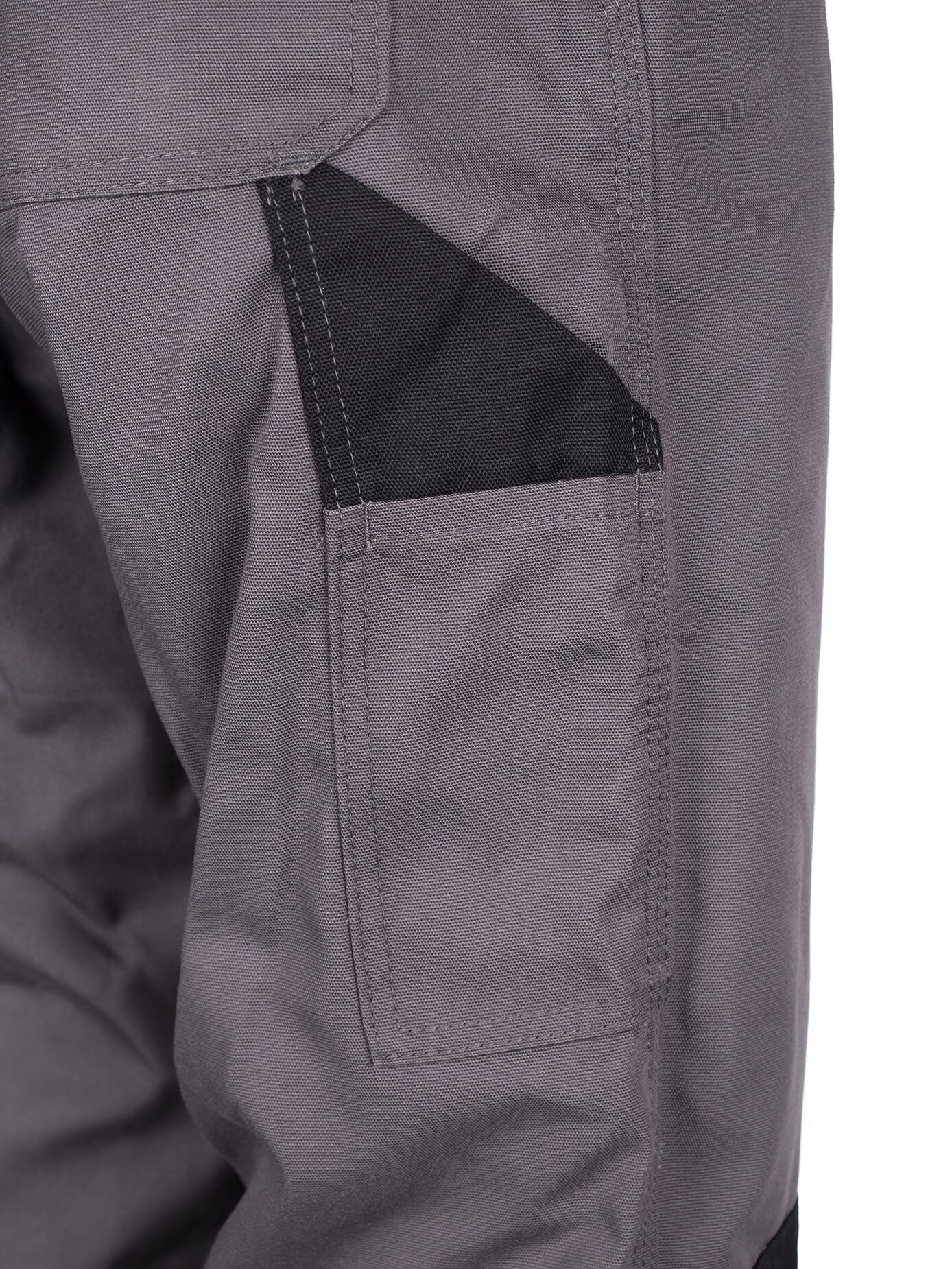 Grau Arbeitslatzhose mit seitlicher Brusttasche und kontrastierendem Einsatz