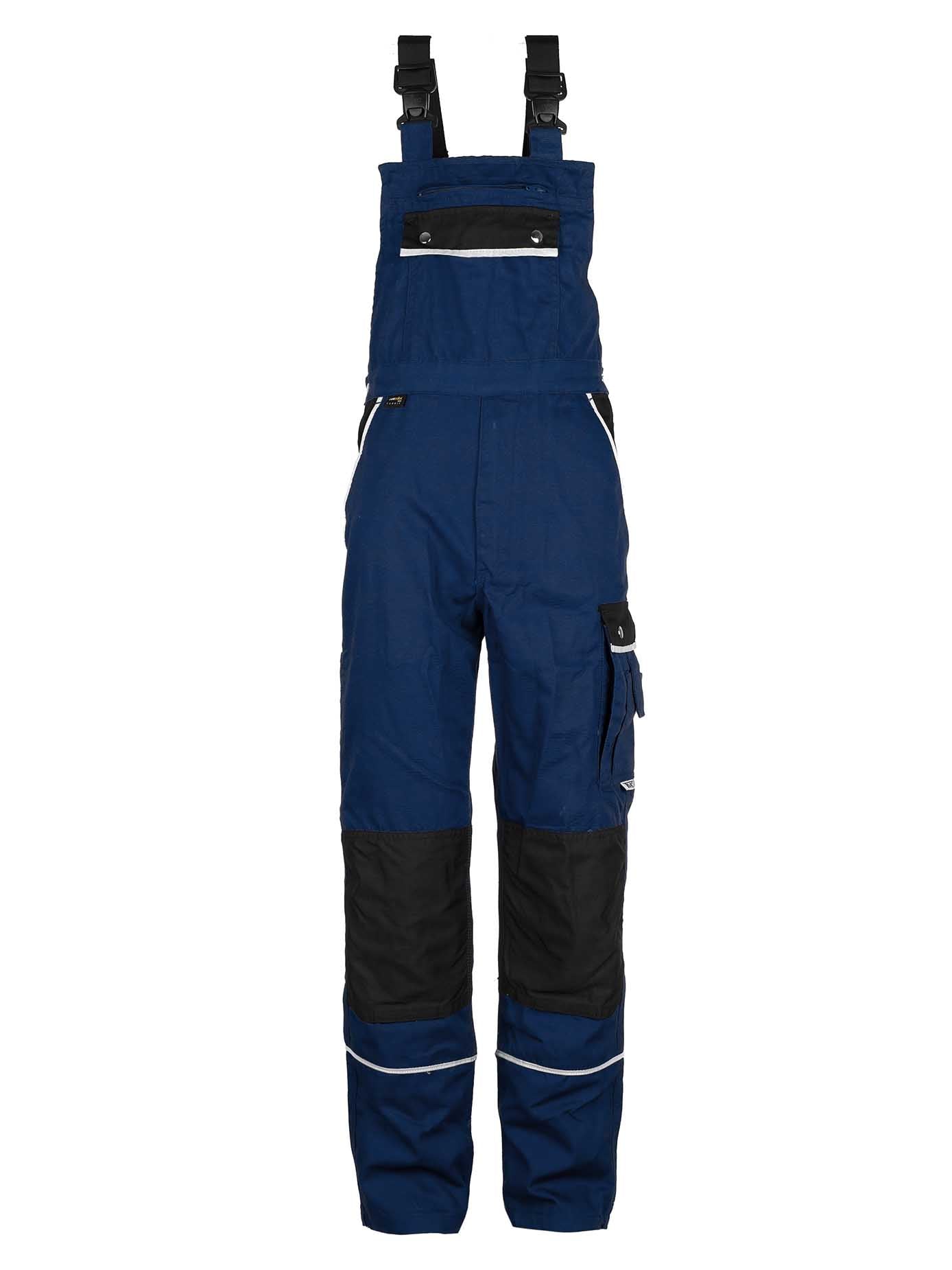 TMG Arbeitslatzhose für Herren, blau-schwarz, mit Reflexstreifen und seitlicher Tasche