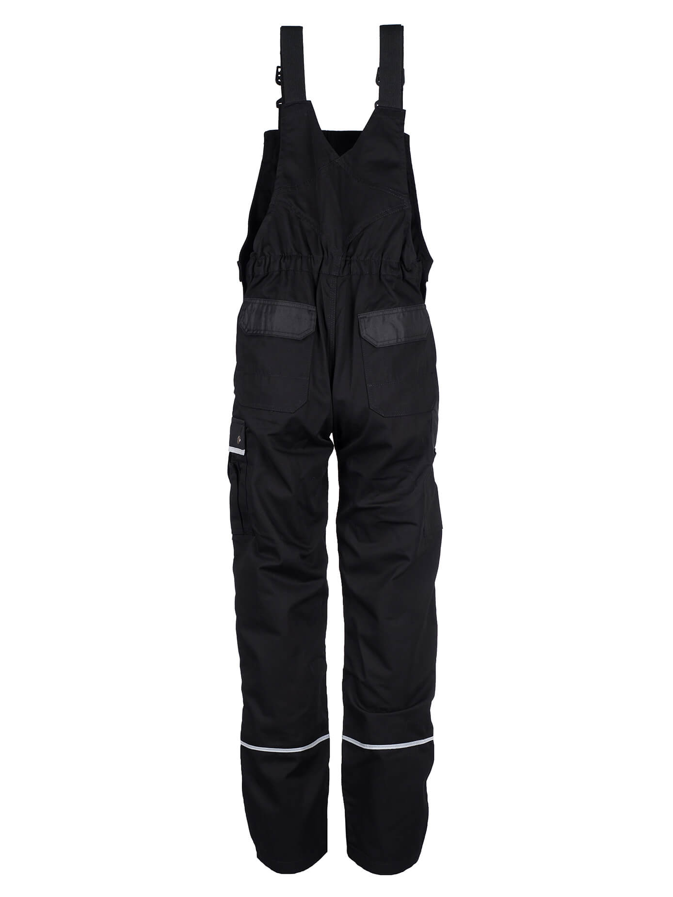 TMG Arbeitslatzhose für Herren, schwarz, mit Reflexstreifen und mehreren Taschen