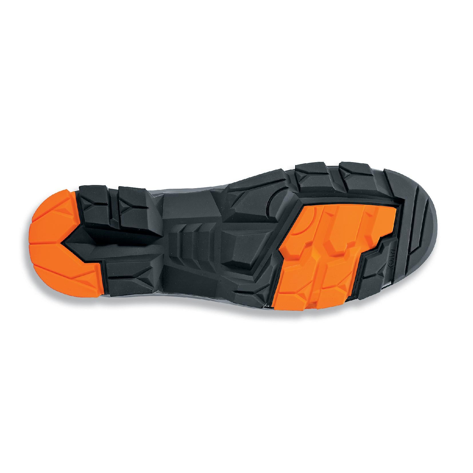 uvex Arbeitshalbschuh: Profilsohle mit orangefarbenem Einsatz, robuste Trittfläche