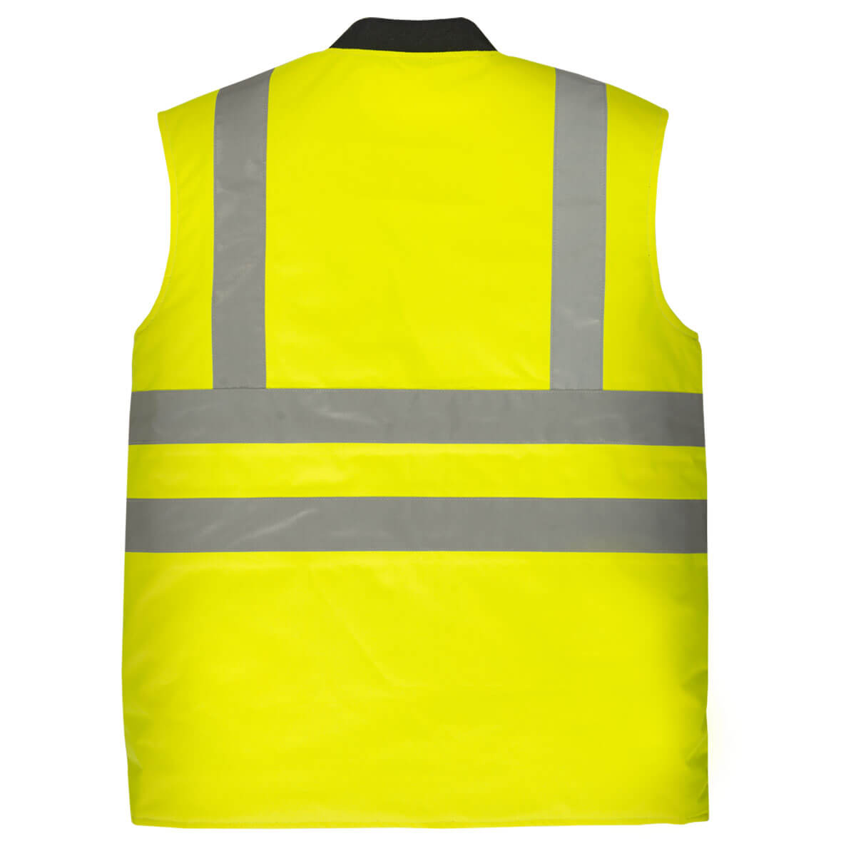 Warnweste Neon-Gelb mit reflektierenden Streifen, ärmellos, Rückansicht