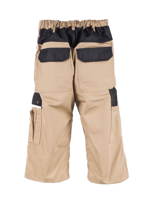 Arbeitsshort für Herren in Beige mit Gummizugbund und aufgesetzten Rückentaschen