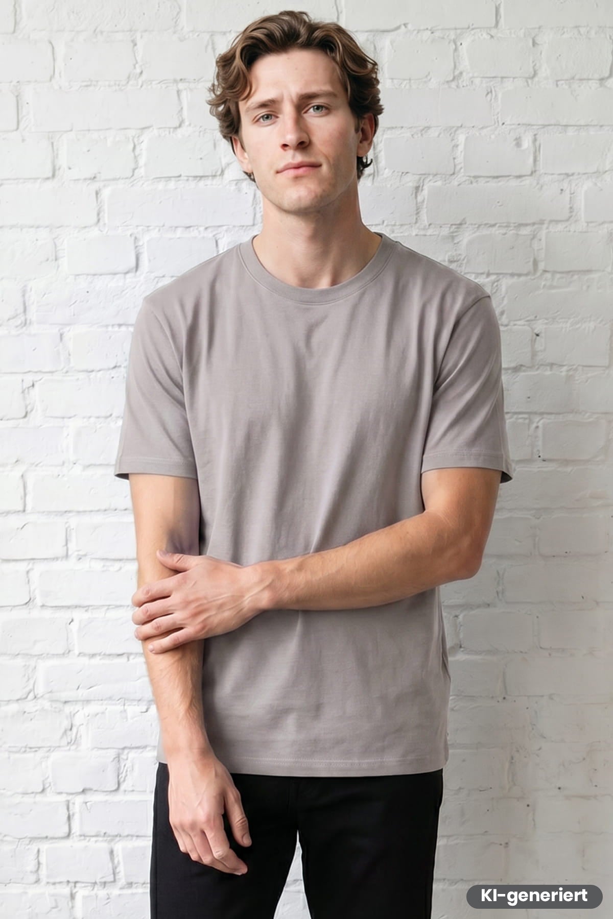 Herren-T-Shirt mit Rundhalsausschnitt, kurzarm, einfarbig grau