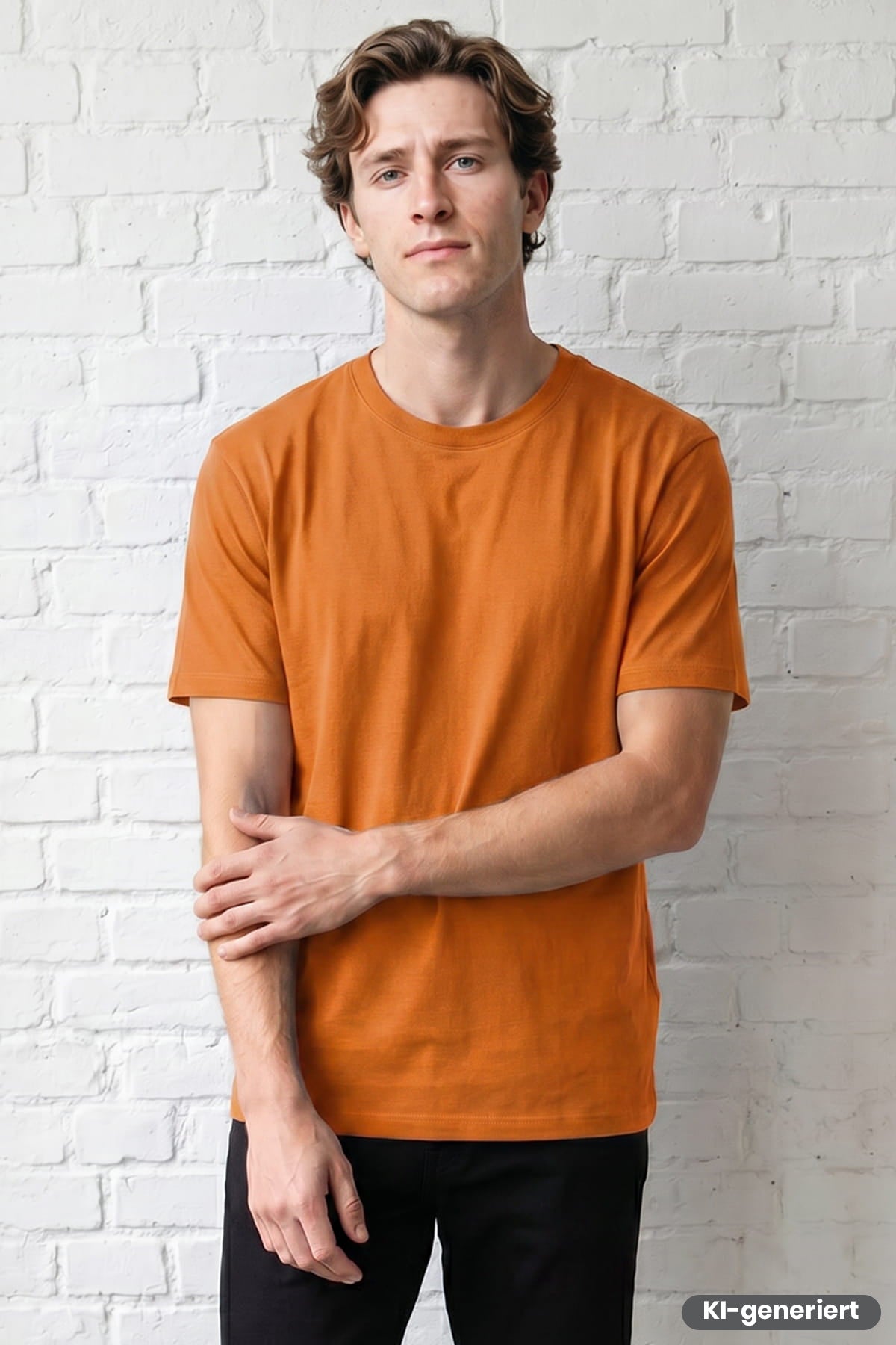 Herren-T-Shirt mit Rundhalsausschnitt, kurzarm, orange