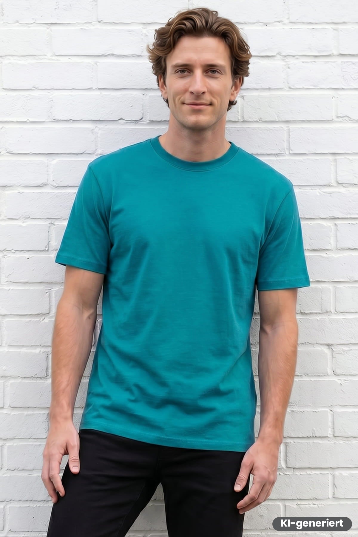 Rundhals-T-Shirt in Grün, kurzarmig, gerade Passform, schlichtes Design