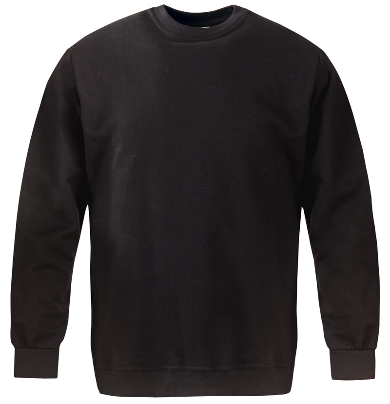 Schwarzer Rundhals-Sweatshirt mit langen Ärmeln, Bündchen und geradem Saum