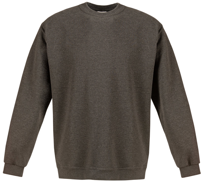 Anthrazit-melierte Sweatshirt mit Rundhalsausschnitt, langen Ärmeln und gerippten Bündchen