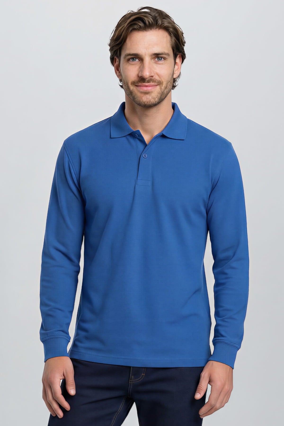 Sweatshirt Mit Polokragen Kornblau | Arbeit & Freizeit ISMONT