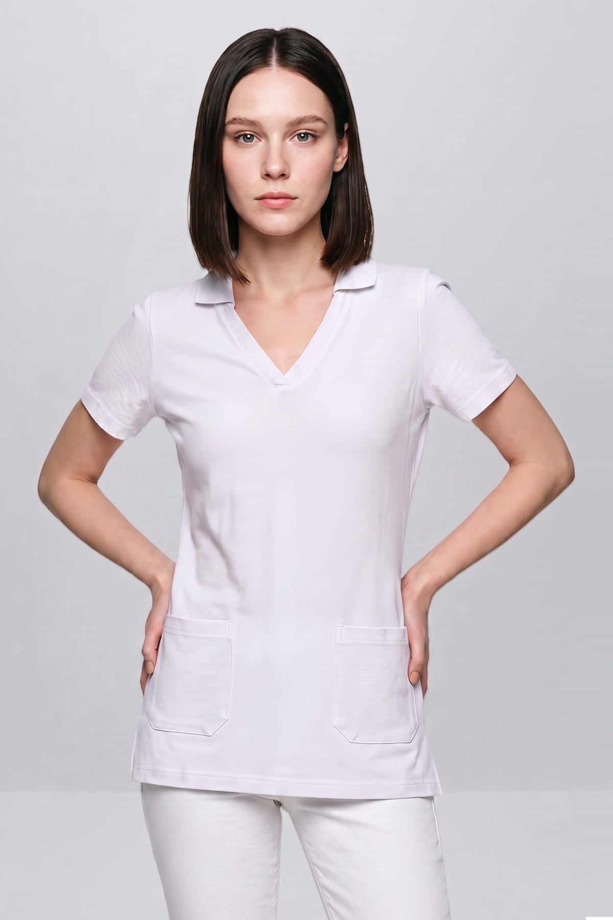 Damen Polo Tunika / M066-70 Weiss