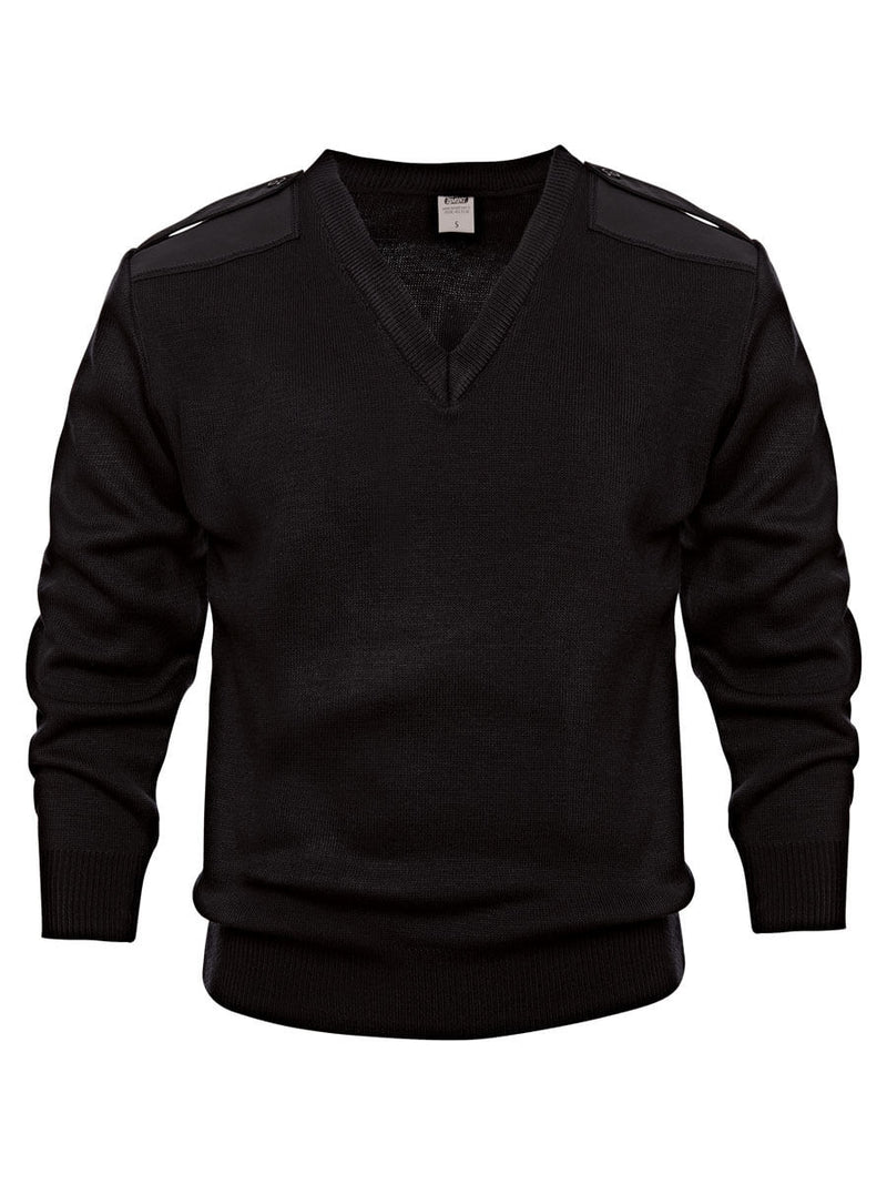 Schwarzer Pullover mit V-Ausschnitt und langen Ärmeln