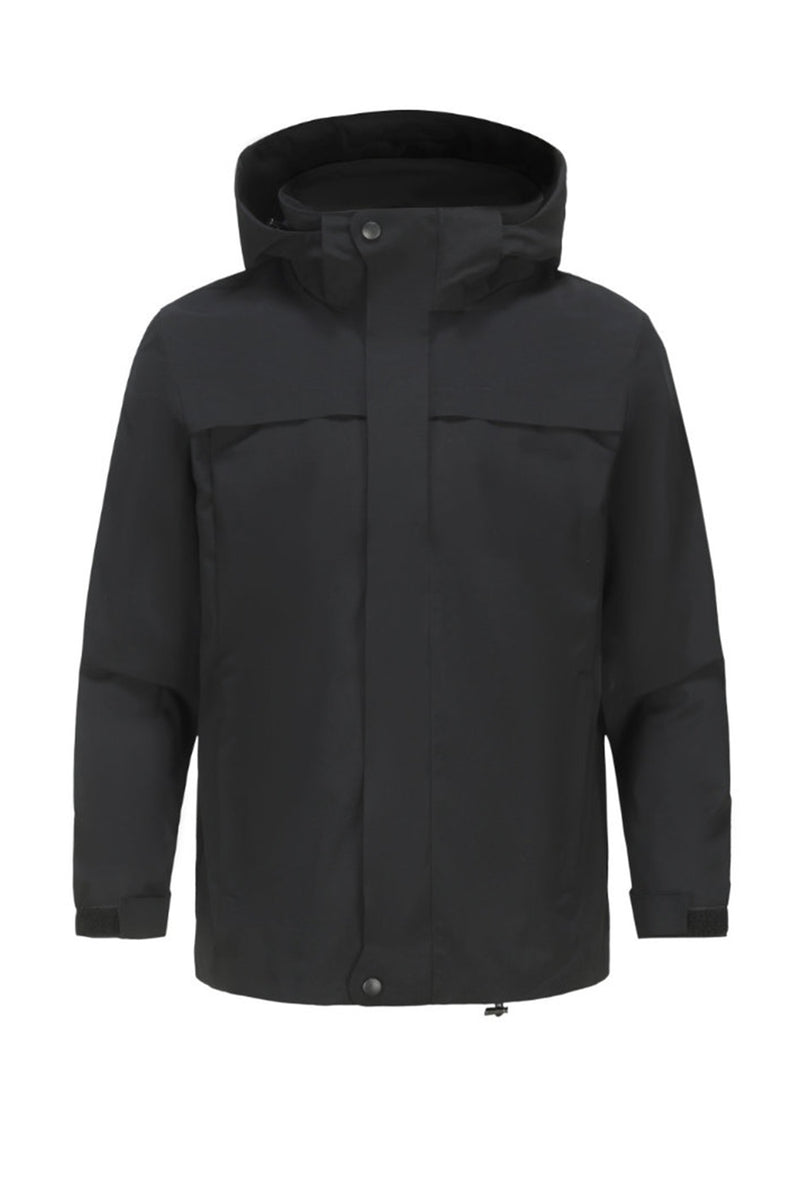 Outdoor-Stichschutzjacke Poseidon Classic mit Kapuze, dunkel, Fronttaschen