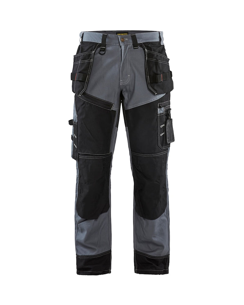 Handwerker-Arbeitshose grau-schwarz mit Cargotaschen und Knieverstärkungen